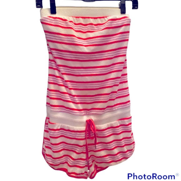 Y2K SEXY HTF TERRYCLOTH STRAPLESS STRIPED ROMPER JUMPSUIT PLAYSUIT ⭐️⭐️⭐️⭐️⭐️ - Picture 1 of 16